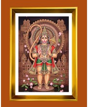 Lord hanuman Golden Photo Frame - 10x14 Inches | Elegant Wooden Frame for Home, Office & Temple Decoration | Spiritual Wall & Table Decor and Gift Item