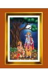 Lord Ram and Hanuman Golden Photo Frame - 10x14 Inches | Elegant Wooden Frame for Home, Office & Temple Decoration | Spiritual Wall & Table Decor and Gift Item