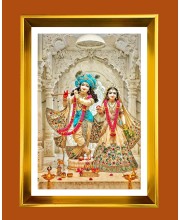 Divine Radha Krishna Golden Photo Frame - 10x14 Inches | Elegant Wooden Frame for Home, Office & Temple Decoration | Spiritual Wall & Table Decor and Gift Item