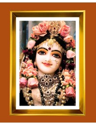 Divine Radha Rani Golden Photo Frame - 10x14 Inches | Elegant Wooden Frame for Home, Office & Temple Decoration | Spiritual Wall & Table Decor and Gift Item