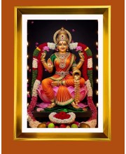 Maa Lakhsmi Golden Photo Frame - 10x14 Inches | Elegant Wooden Frame for Home, Office & Temple Decoration | Spiritual Wall & Table Decor and Gift Item