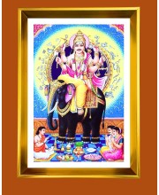 Lord Vishwakarma Golden Photo Frame - 10x14 Inches | Elegant Wooden Frame for Home, Office & Temple Decoration | Spiritual Wall & Table Decor and Gift Item