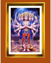 Lord Hanuman Golden Photo Frame - 10x14 Inches | Elegant Wooden Frame for Home, Office & Temple Decoration | Spiritual Wall & Table Decor and Gift Item