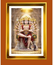 Lord Hanuman Golden Photo Frame - 10x14 Inches | Elegant Wooden Frame for Home, Office & Temple Decoration | Spiritual Wall & Table Decor and Gift Item