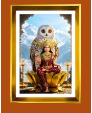Maa Lakhsmi Golden Photo Frame - 10x14 Inches | Elegant Wooden Frame for Home, Office & Temple Decoration | Spiritual Wall & Table Decor and Gift Item