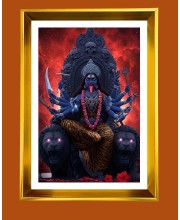Maa Kaali Golden Photo Frame - 10x14 Inches | Elegant Wooden Frame for Home, Office & Temple Decoration | Spiritual Wall & Table Decor and Gift Item