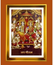 Ram Darbar Golden Photo Frame - 10x14 Inches | Elegant Wooden Frame for Home, Office & Temple Decoration | Spiritual Wall & Table Decor and Gift Item
