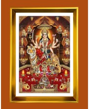 Devi Maa Durga Golden Photo Frame - 10x14 Inches | Elegant Wooden Frame for Home, Office & Temple Decoration | Spiritual Wall & Table Decor and Gift Item