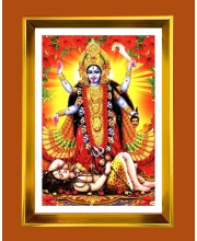 Maa Kaali Golden Photo Frame - 10x14 Inches | Elegant Wooden Frame for Home, Office & Temple Decoration | Spiritual Wall & Table Decor and Gift Item