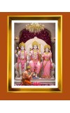  Lord Rama, Sita,Lakshmana & Hanuman Golden Photo Frame - 10x14 Inches | Elegant Wooden Frame for Home, Office & Temple Decoration | Spiritual Wall & Table Decor and Gift Item
