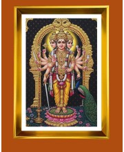 Lord Murugan Golden Photo Frame - 10x14 Inches | Elegant Wooden Frame for Home, Office & Temple Decoration | Spiritual Wall & Table Decor and Gift Item