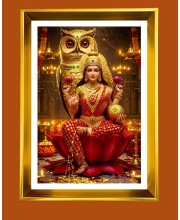 Maa Lakhsmi Golden Photo Frame - 10x14 Inches | Elegant Wooden Frame for Home, Office & Temple Decoration | Spiritual Wall & Table Decor and Gift Item