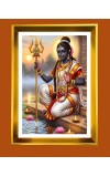 Lord Shiva Golden Photo Frame - 10x14 Inches | Elegant Wooden Frame for Home, Office & Temple Decoration | Spiritual Wall & Table Decor and Gift Item