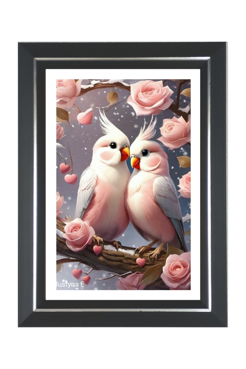 Two Love birds Photo Frame | 10x14 Inch Black Designer Wall & Table Frame | Perfect for Gifting & Home Decor