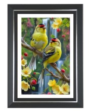 Goldfinch Birds Photo Frame | 10x14 Inch Black Designer Wall & Table Frame | Perfect for Gifting & Home Decor