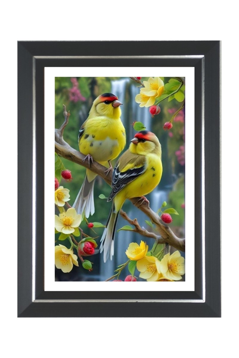 Goldfinch Birds Photo Frame | 10x14 Inch Black Designer Wall & Table Frame | Perfect for Gifting & Home Decor