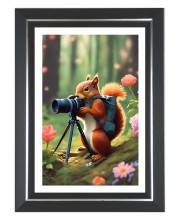 Squirrel Photo Frame | 10x14 Inch Black Designer Wall & Table Frame | Perfect for Gifting & Home Decor