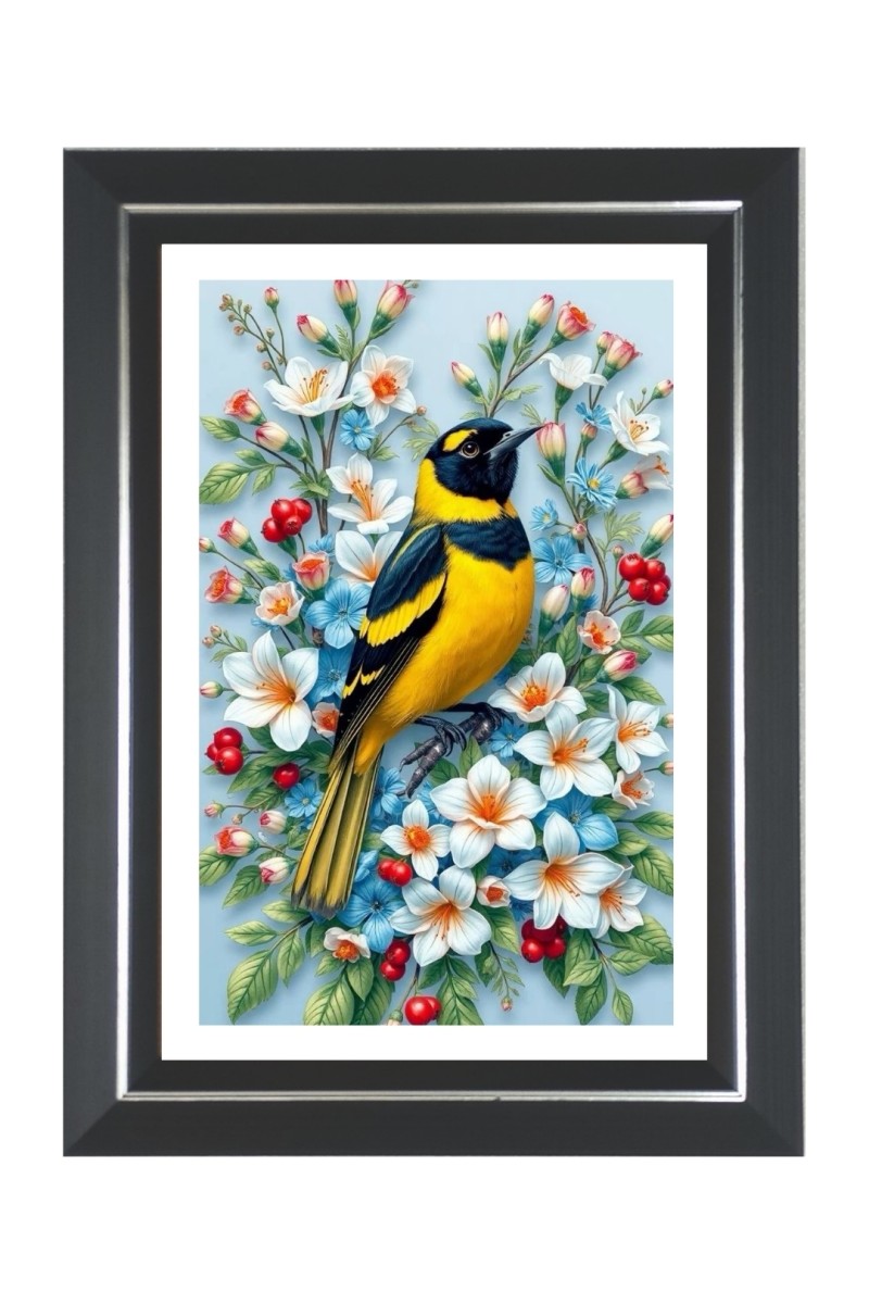 American Gold Finch Photo Frame | 10x14 Inch Black Designer Wall & Table Frame | Perfect for Gifting & Home Decor