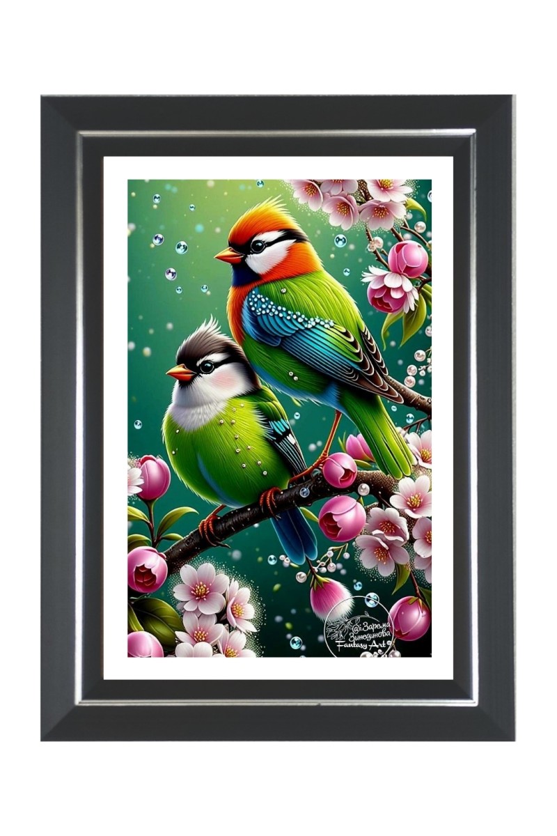 Paradise Flycatcher Photo Frame | 10x14 Inch Black Designer Wall & Table Frame | Perfect for Gifting & Home Decor