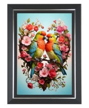 Rosy-faced lovebird Photo Frame | 10x14 Inch Black Designer Wall & Table Frame | Perfect for Gifting & Home Decor
