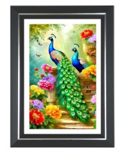 Peacock Photo Frame | 10x14 Inch Black Designer Wall & Table Frame | Perfect for Gifting & Home Decor