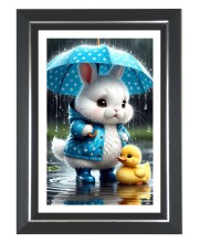 Rabbit and Duck Photo Frame | 10x14 Inch Black Designer Wall & Table Frame | Perfect for Gifting & Home Decor