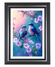 Plum-headed Parakeets Photo Frame | 10x14 Inch Black Designer Wall & Table Frame | Perfect for Gifting & Home Decor