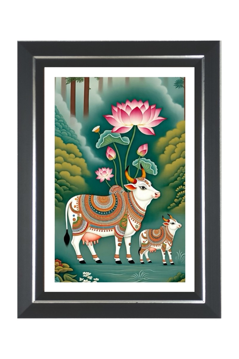 Cows Photo Frame | 10x14 Inch Black Designer Wall & Table Frame | Perfect for Gifting & Home Decor