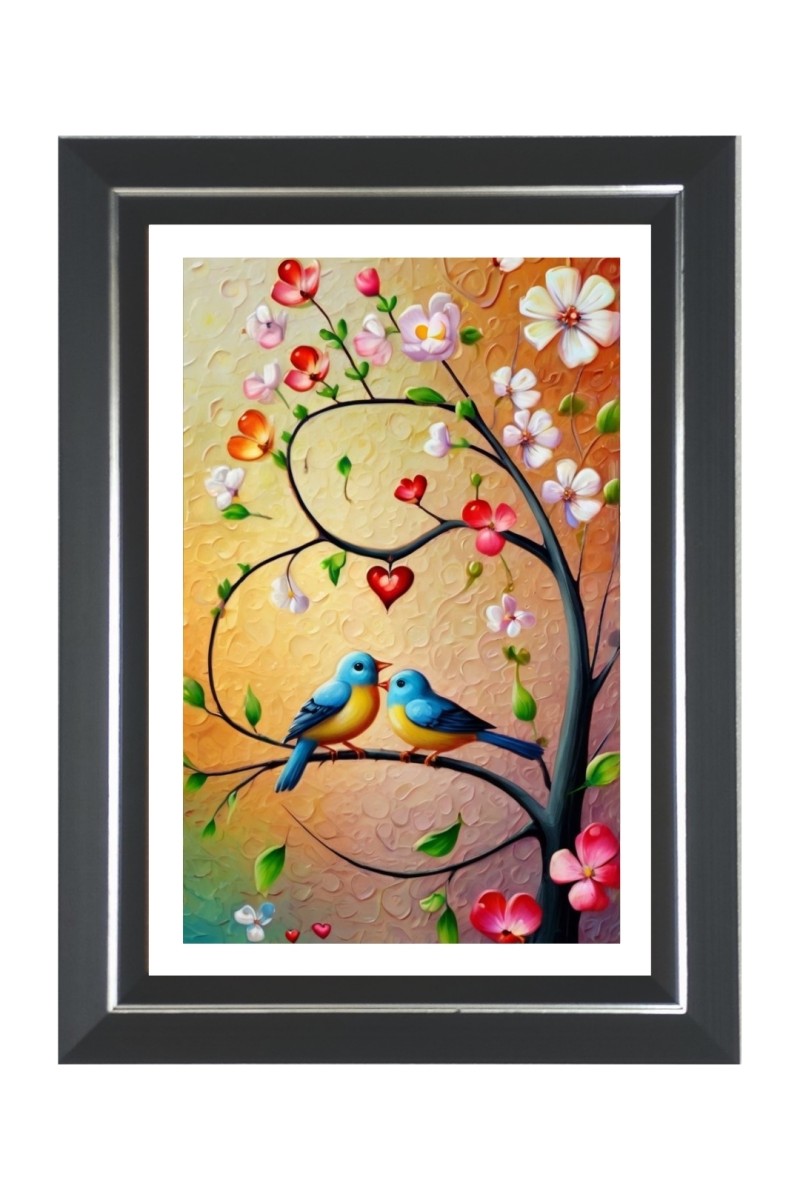 Parakeets Photo Frame | 10x14 Inch Black Designer Wall & Table Frame | Perfect for Gifting & Home Decor