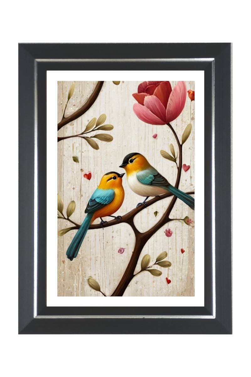 Two colorful birds  Photo Frame | 10x14 Inch Black Designer Wall & Table Frame | Perfect for Gifting & Home Decor