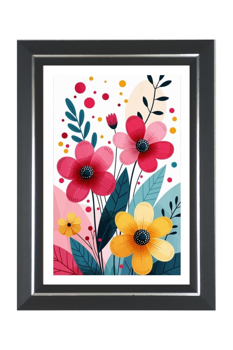 Flower Scenery for Home Photo Frame | 10x14 Inch Black Designer Wall & Table Frame | Perfect for Gifting & Home Decor