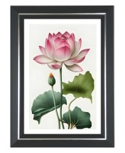 Lotus Flower Photo Frame | 10x14 Inch Black Designer Wall & Table Frame | Perfect for Gifting & Home Decor