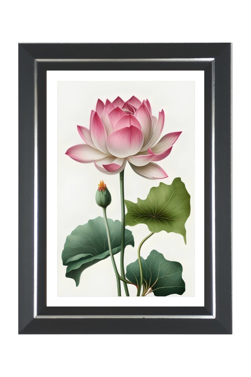Lotus Flower Photo Frame | 10x14 Inch Black Designer Wall & Table Frame | Perfect for Gifting & Home Decor