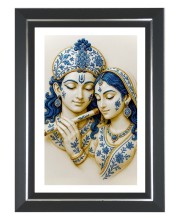 Radha and Krishna Photo Frame | 10x14 Inch Black Designer Wall & Table Frame | Perfect for Gifting & Home Decor