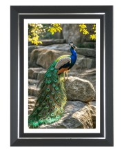 Peacock Photo Frame | 10x14 Inch Black Designer Wall & Table Frame | Perfect for Gifting & Home Decor