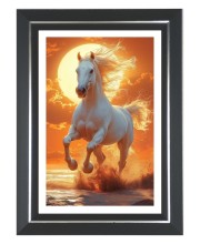  White Horse  Photo Frame | 10x14 Inch Black Designer Wall & Table Frame | Perfect for Gifting & Home Decor