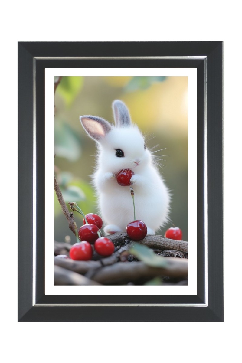 Cute Bunny Rabbit Photo Frame | 10x14 Inch Black Designer Wall & Table Frame | Perfect for Gifting & Home Decor