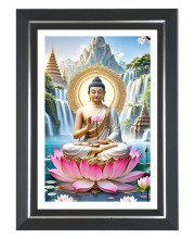 Lord Buddha Photo Frame | 10x14 Inch Black Designer Wall & Table Frame | Perfect for Gifting & Home Decor