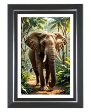 Elephant Photo Frame | 10x14 Inch Black Designer Wall & Table Frame | Perfect for Gifting & Home Decor