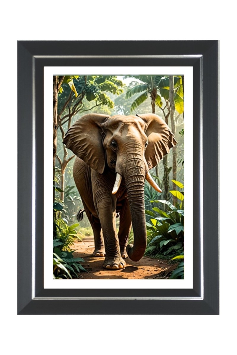 Elephant Photo Frame | 10x14 Inch Black Designer Wall & Table Frame | Perfect for Gifting & Home Decor