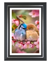 Lovebirds on a Branch Photo Frame | 10x14 Inch Black Designer Wall & Table Frame | Perfect for Gifting & Home Decor