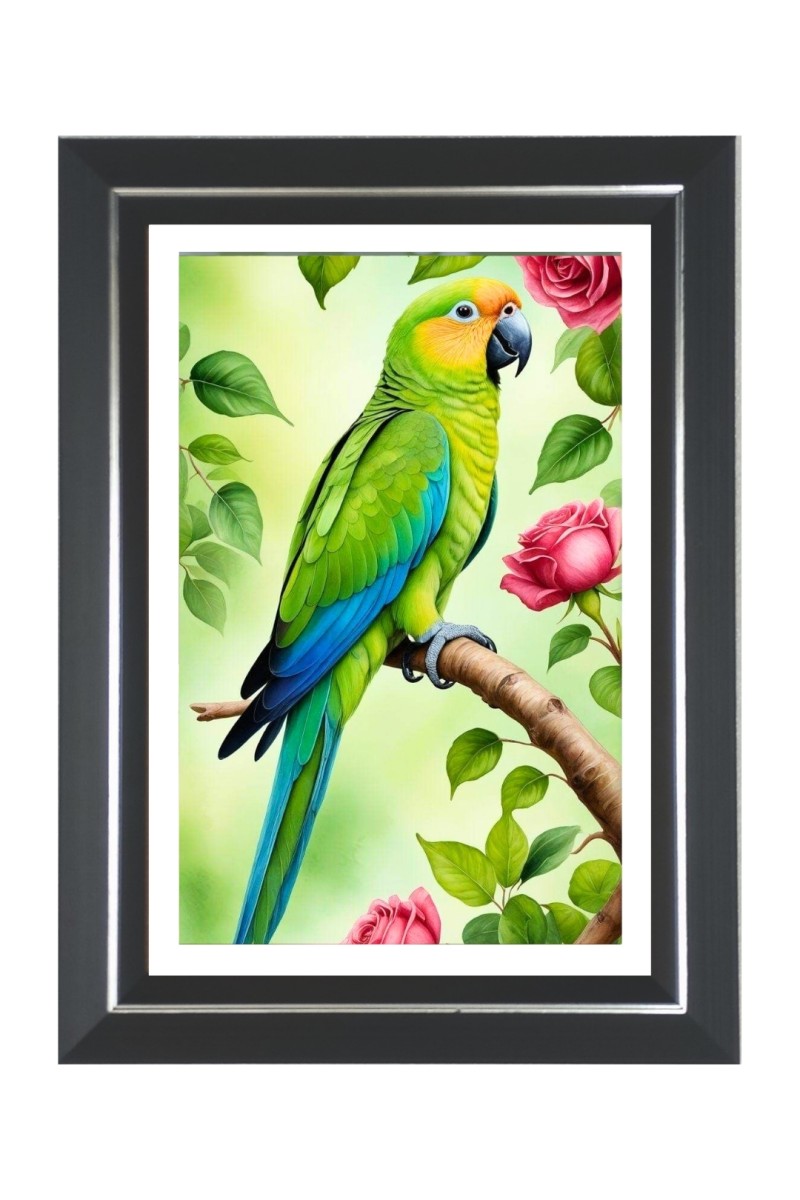 Parrot Photo Frame | 10x14 Inch Black Designer Wall & Table Frame | Perfect for Gifting & Home Decor
