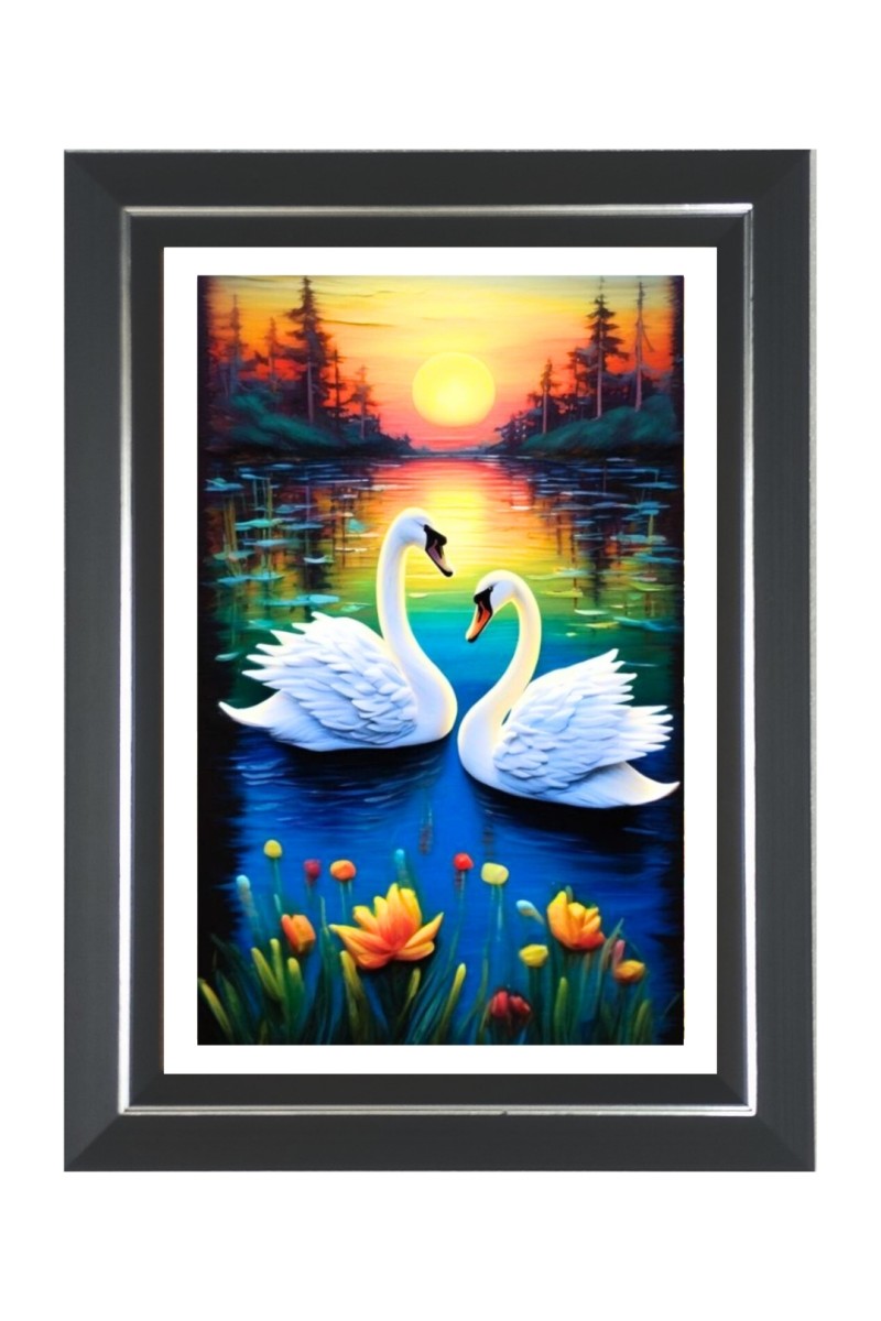 Swan Photo Frame | 10x14 Inch Black Designer Wall & Table Frame | Perfect for Gifting & Home Decor
