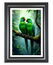 Parrots Photo Frame | 10x14 Inch Black Designer Wall & Table Frame | Perfect for Gifting & Home Decor
