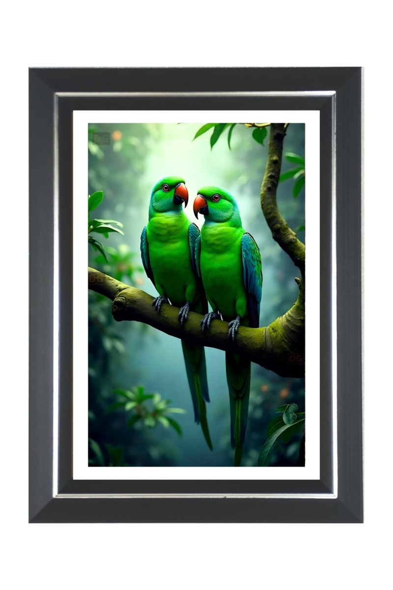 Parrots Photo Frame | 10x14 Inch Black Designer Wall & Table Frame | Perfect for Gifting & Home Decor