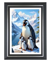 Penguins Photo Frame | 10x14 Inch Black Designer Wall & Table Frame | Perfect for Gifting & Home Decor