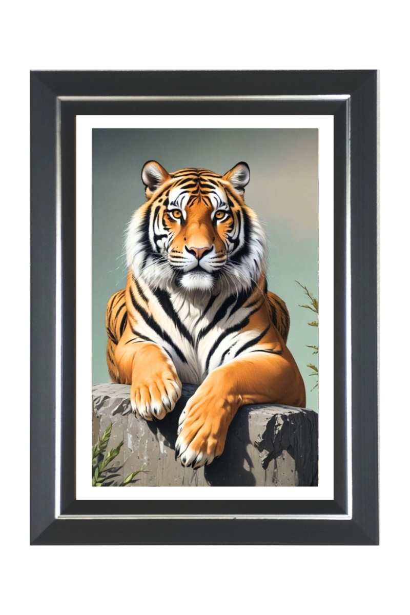 Tiger Photo Frame | 10x14 Inch Black Designer Wall & Table Frame | Perfect for Gifting & Home Decor