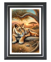 Lions Photo Frame | 10x14 Inch Black Designer Wall & Table Frame | Perfect for Gifting & Home Decor