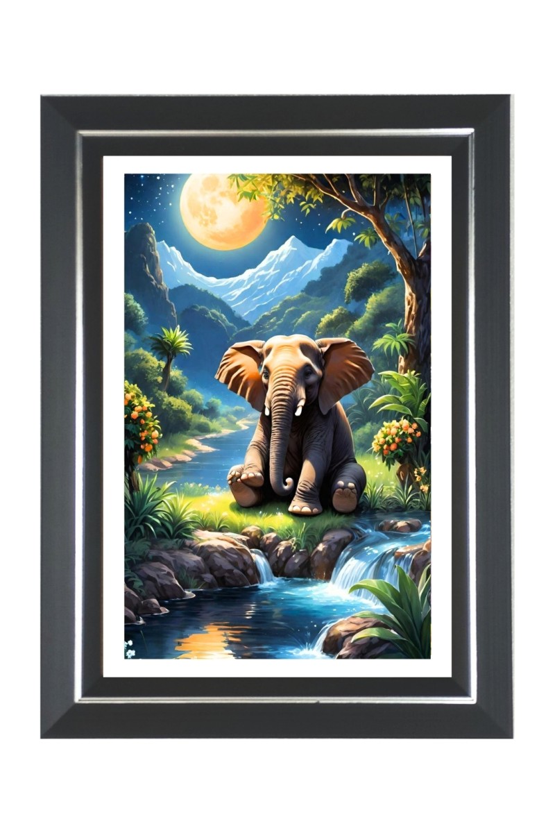 Elephant Photo Frame | 10x14 Inch Black Designer Wall & Table Frame | Perfect for Gifting & Home Decor