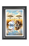 Lion cub and a rabbit Photo Frame | 10x14 Inch Black Designer Wall & Table Frame | Perfect for Gifting & Home Decor Lion cub and a rabbit Photo Frame | 10x14 Inch Black Designer Wall & Table Frame | Perfect for Gifting & Home Decor